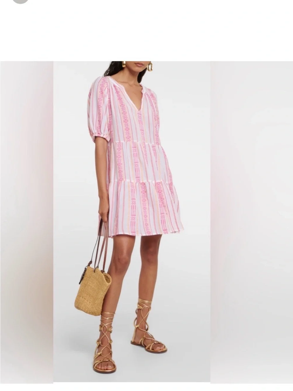 Velvet by Graham & Spencer Pink and Orange Striped Midi Dress
